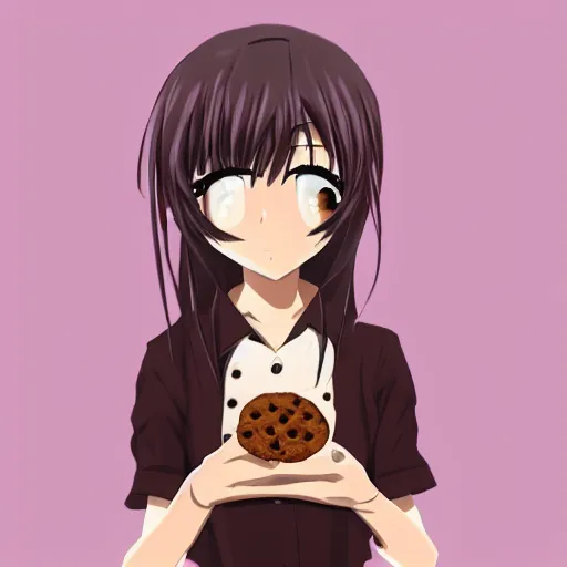 Anime girl eating a cookie 4K wallpaper download