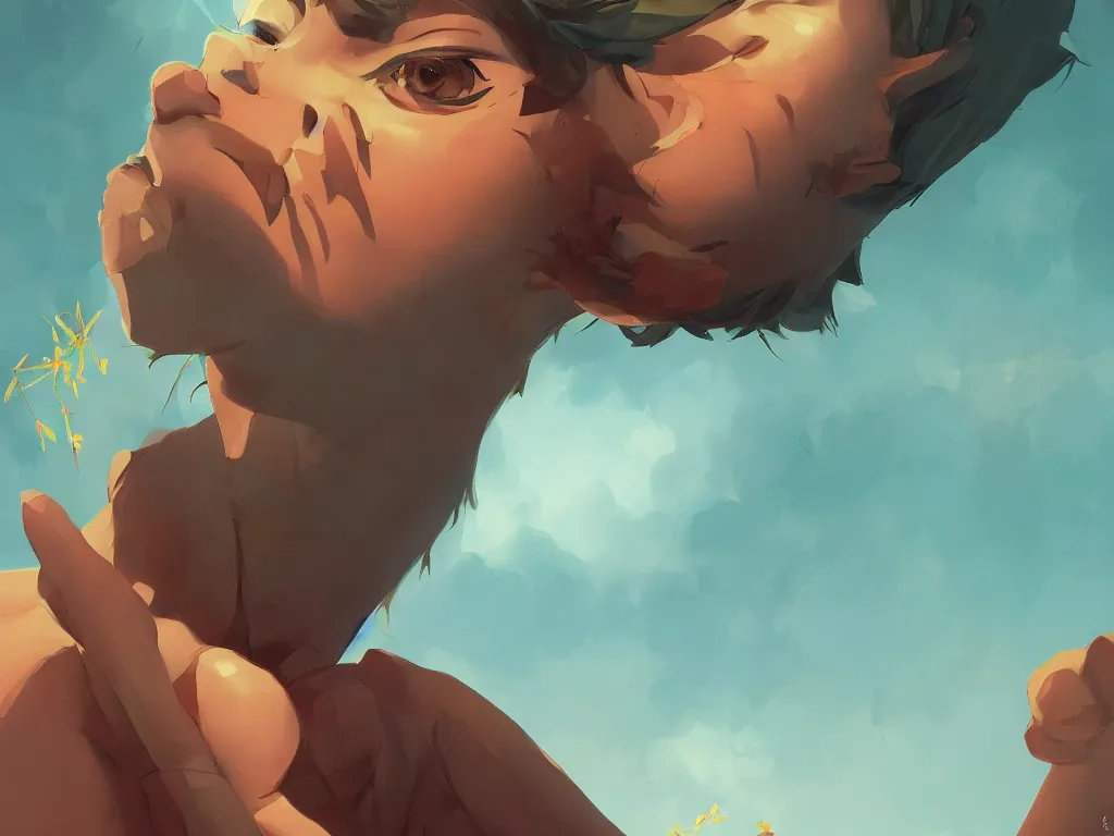 Image similar to cannabis! hemp! marijuana! kid face, behance hd by jesper ejsing, by rhads, makoto shinkai and lois van baarle, ilya kuvshinov, rossdraws global illumination, golden ratio, symmetrical beauty face