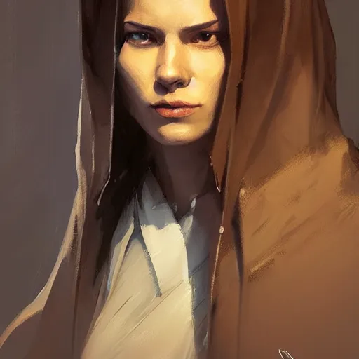 Prompt: portrait of a woman by greg rutkowski, jedi knight allana solo, straight brown hair, jedi robes, star wars expanded universe, she is about 2 0 years old, wearing jedi robes, highly detailed portrait, digital painting, artstation, concept art, smooth, sharp foccus ilustration, artstation hq