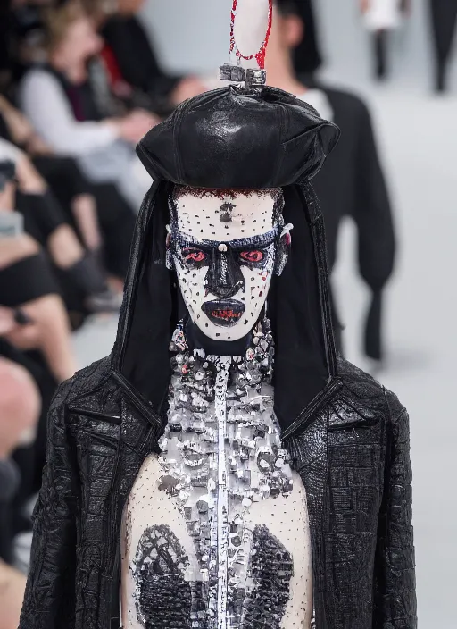 Image similar to hyperrealistic and heavy detailed balenciaga runway show of hellraiser, leica sl 2 5 0 mm, vivid color, high quality, high textured, real life