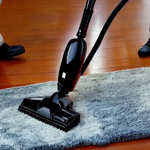 Image similar to Darth Vader vacuuming the house, photo realistic, award-winning, highly-detailed