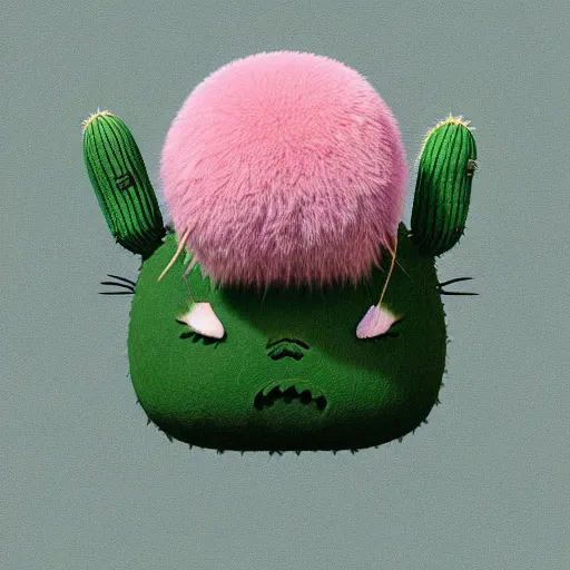 Image similar to cactus, plush, Totoro, soft render, dreamlike, pastel Ilya Kuvshinov