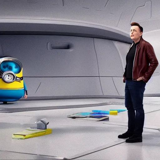 Prompt: still of Elon musk as Gru in Despicable Me remake 2029