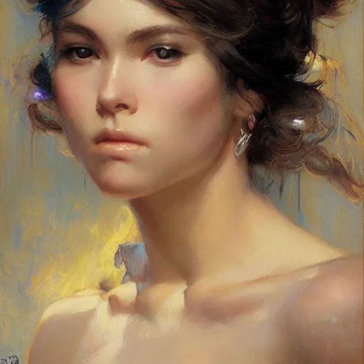 Prompt: a high fashion studio sweet portrait of frowning anime girl, painting by gaston bussiere, craig mullins, j. c. leyendecker