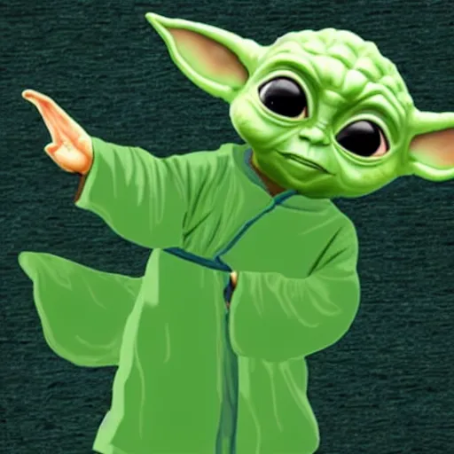 Image similar to baby yoda doing tai chi