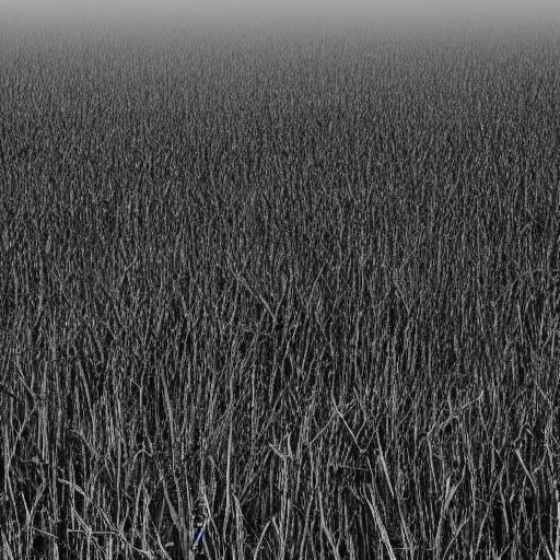 Image similar to field with large spikes, scary, eerie, uncanny, abnormal