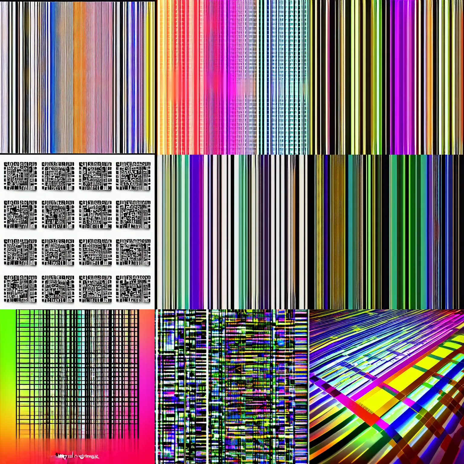 Prompt: beautiful multicolor gradient computer art in the style of a QR code and barcode