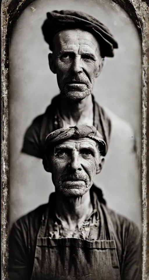 Prompt: a highly detailed wet plate photograph, a portrait of a baker