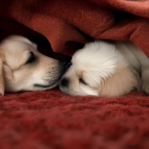 Image similar to two puppies fighting under a blanket