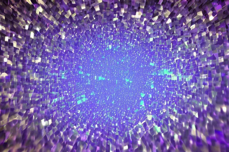 Prompt: rendering of simple glass crystals, lasers refract through the crystals, caustics!!, cool purple grey lighting, cgi, masterwork, instagram, 3 d design, advertising visualization, widescreen, splash page