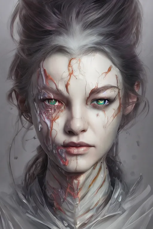 Prompt: liquid metamorphosis, d & d, fantasy, portrait, realistic textures from photos, chromatic aberration, hyper realistic, highly detailed, headshot, digital painting, trending on artstation, concept art, sharp focus, illustration, art by artgerm and greg rutkowski and ayami kojima