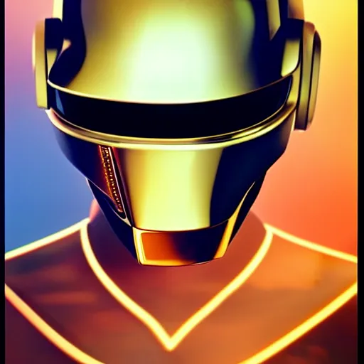 Image similar to daft punk inspired, avant-garde art, deco fashion, high heels, strong makeup, highly detailed, photorealistic portrait, serene london setting, golden hour, crisp quality and light reflections, unreal engine 5 quality render