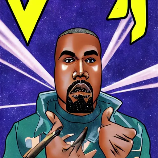 Prompt: kanye west on a cover of jojo's bizzares adventure manga