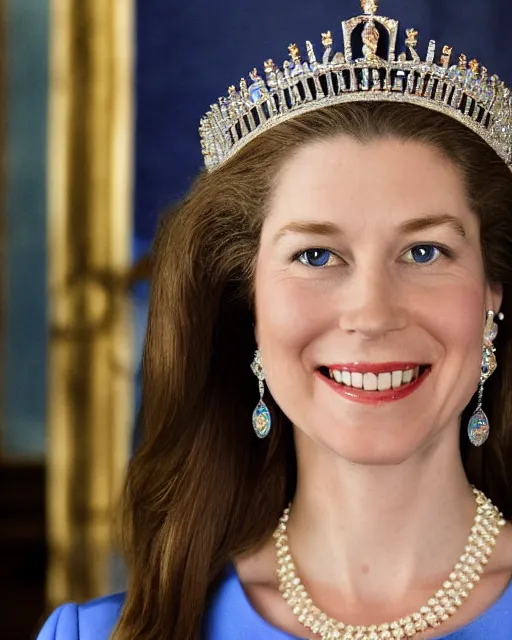 Prompt: if USA was a monarchy, photo of the queen Tiffany IV of the USA, 36-year-old, Washington DC, official royal photo