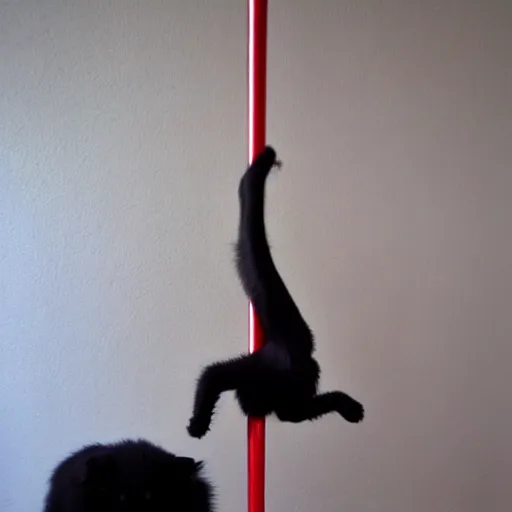 Prompt: black cat doing pole dance