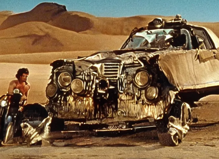 Image similar to El Camino scene from the 1979 science fiction film Muppet Mad Max