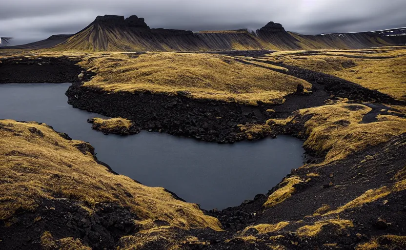 Prompt: icelandic landscape, moody, cinematic, muted colors,