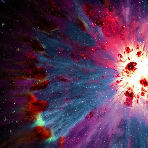 Prompt: nebula explosion inside a glass of bottle, unreal engine, beautiful