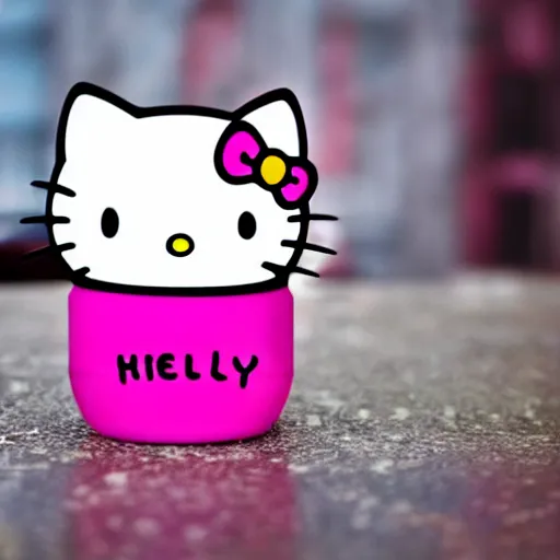 Image similar to hello kitty in a mason jar, 4 k, hyper realistic, dslr, high resolution, landscape, beautiful