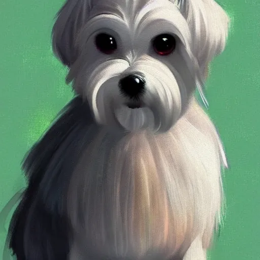 Image similar to a maltese terrier, concept art by yulia zhuchkova, lord raven art print,