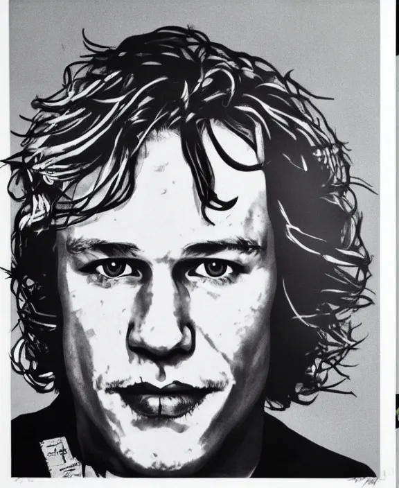 Image similar to heath ledger by andy warhol