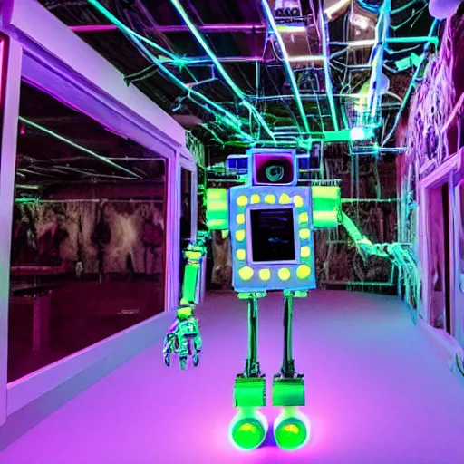 Prompt: a robot in meow wolf