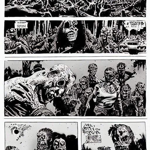 Image similar to zombie apocalypse by richard corben, detailed