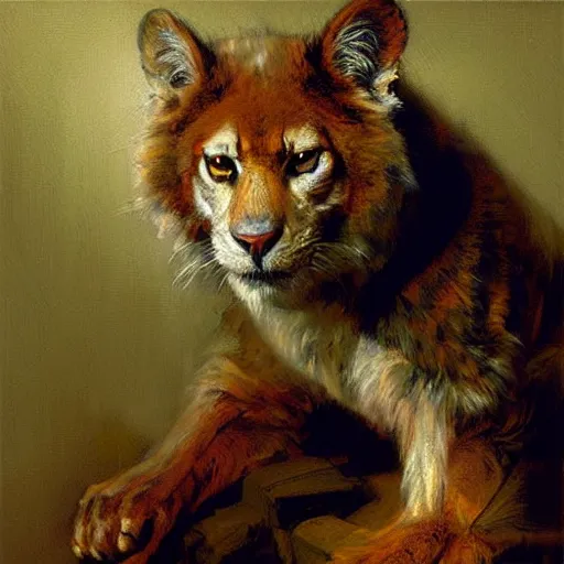 Prompt: a portrait of an animal wearing t shirt. highly detailed painting by gaston bussiere, craig mullins, j. c. leyendecker, furry