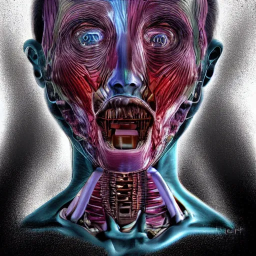 Image similar to an evolved human with new organs to thrive in the future ( body horror ), award winning digital art by philip hood