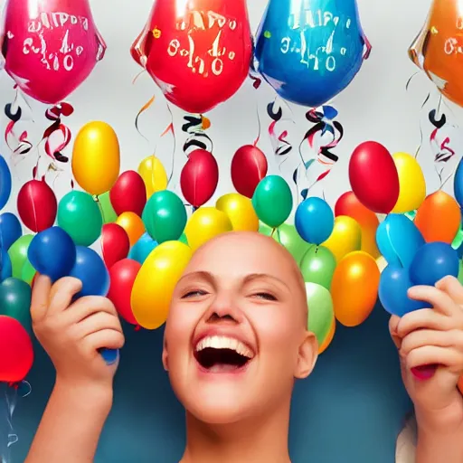 Image similar to birthday balloons with a realistic smiling face