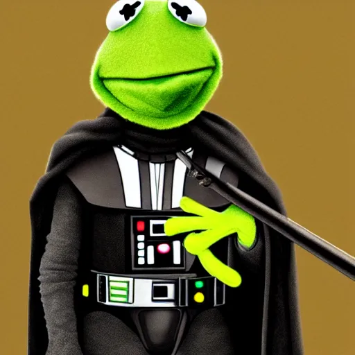 Image similar to Kermit the frog as Darth Vader, 4k, detailed, trending on artstation, concept art,