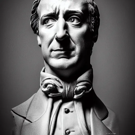Image similar to a statue of a bust of saul goodman, photography, filmic, cinematic, dramatic, glamor shot, portrait