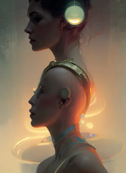 Image similar to symmetry!! portrait of a beautiful princess, sci - fi, glowing lights!! intricate, elegant, highly detailed, digital painting, artstation, concept art, smooth, sharp focus, illustration, ethereal, ominous, misty, by ruan jia and jeremy mann and alphonse mucha, 8 k