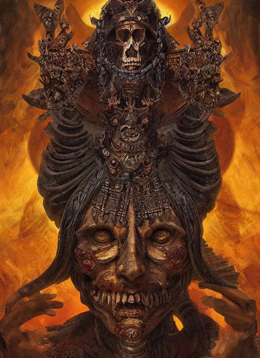 Image similar to digital _ painting _ of _ cizin mayan god of death _ by _ filipe _ pagliuso _ and _ justin _ gerard _ symmetric _ fantasy _ highly _ detailed _ realistic _ intricate _ port