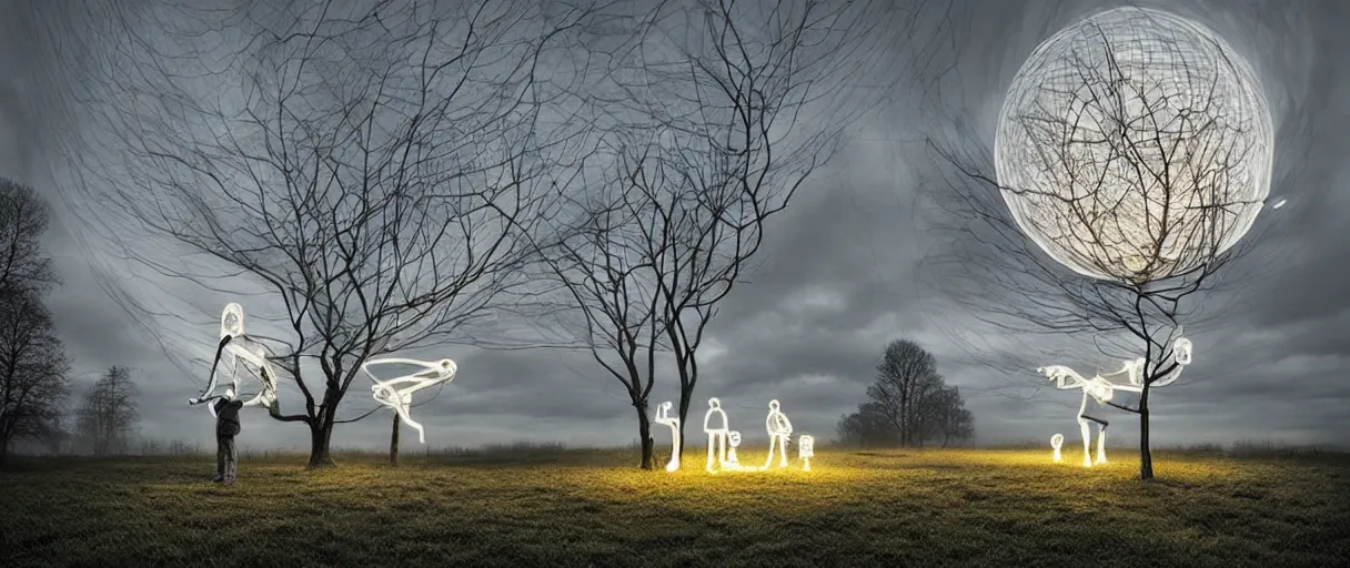 Image similar to light sculpture by erik johansson, do androids dream