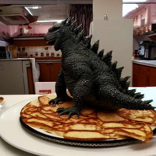 Prompt: godzilla made of pancakes