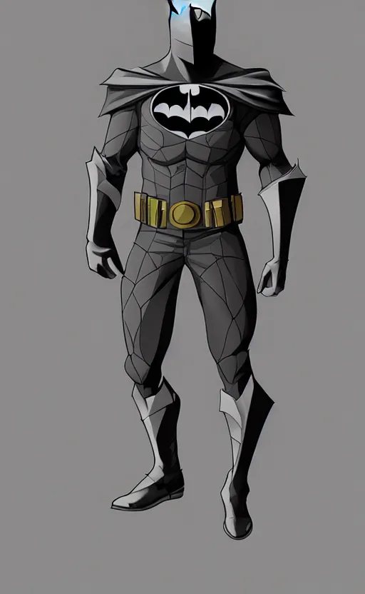 Prompt: cubist batman suit design, concept art, detailed, blank background, clean