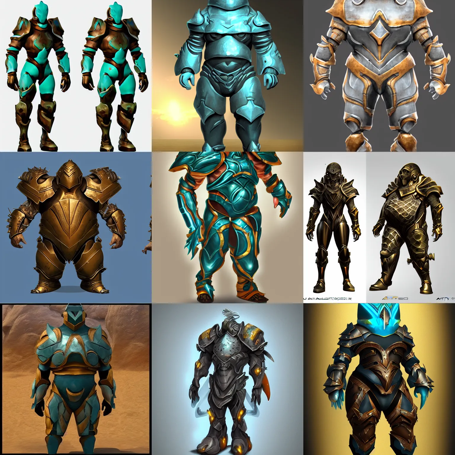 Prompt: fat ancient sci-fi aqua armor, trending on artstation