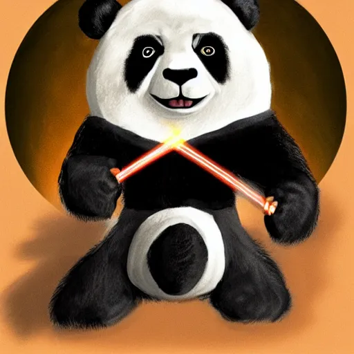 Image similar to jedi knight that looks like an anthropomorphic panda, fan art