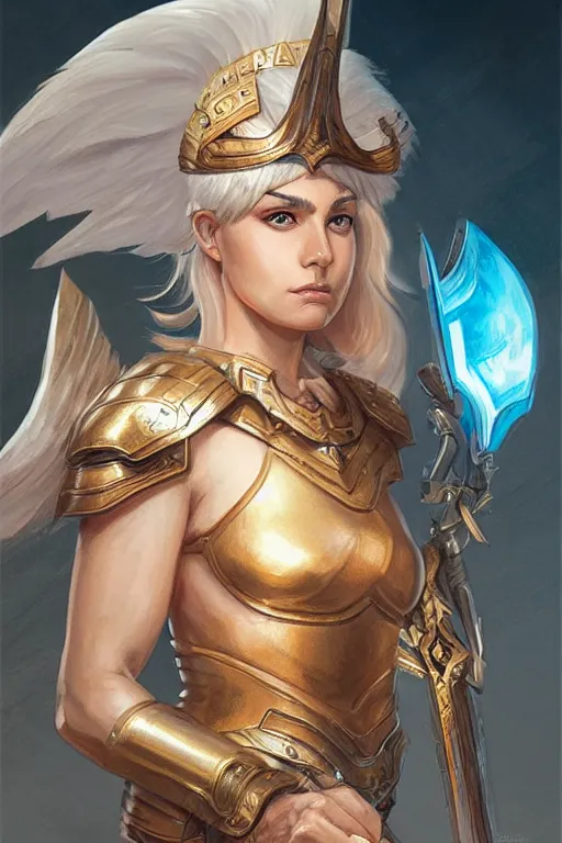 Image similar to amazon valkyrie athena, d & d, fantasy, portrait, highly detailed, headshot, digital painting, trending on artstation, concept art, sharp focus, illustration, art by artgerm and greg rutkowski and magali villeneuve