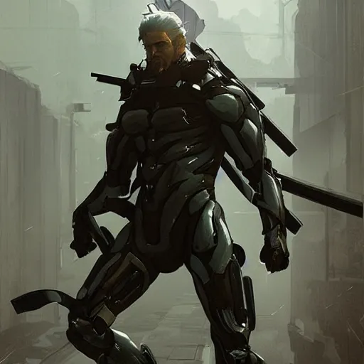 Image similar to Raiden Metal Gear Solid Revengeance,Greg rutkowski, Trending artstation, cinematográfica, digital Art