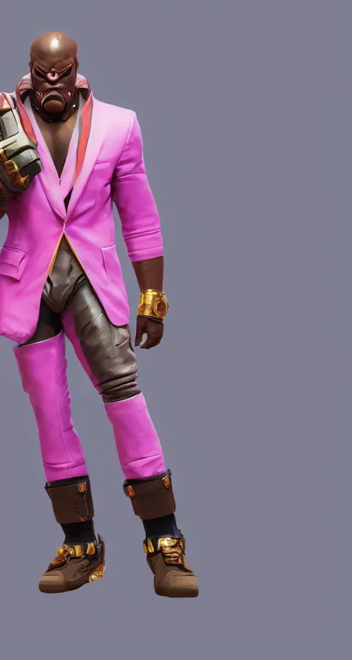 Prompt: doomfist, pink blazer, overwatch game, digital art, high detailed, artstation, octane render