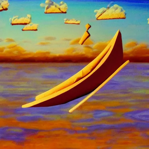 Image similar to graham cracker sailboat floats in a sea of hot chocolate, marshmallows in sky above, abstract environment, award winning art, epic dreamlike fantasy landscape, ultra realistic,