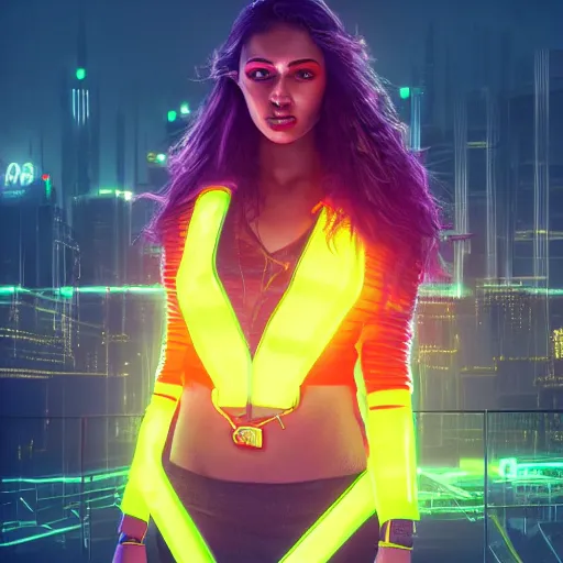 Image similar to a beautiful commission portrait of a canary wearing a neon jacket, futuristic, detailed face, cyberpunk city, deviantart, artstation, art by greg rutkowski, ross tran, professional lighting, neon city, night, raytracing, highly realistic,4k,dramatic,hyperrealism