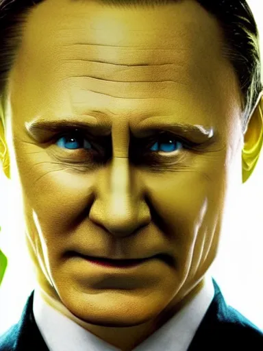 Image similar to putin as loki, still from avengers film, cinematic, movie poster