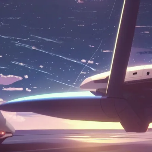 Prompt: screenshot from the movie Elon musk and his starship by Makoto Shinkai