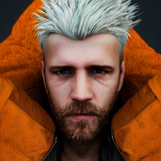 Prompt: a closeup photorealistic photograph of a white man with bleached hair, hipster. film still, vibrant colors. this 4 k hd image is trending on artstation, featured on behance, well - rendered, extra crisp, features intricate detail, epic composition and the style of unreal engine.