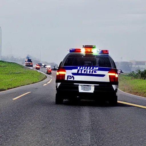 Image similar to police car chase on the highway