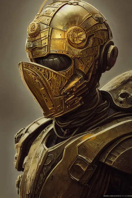 Prompt: realistic render portrait of an intricate armor and helmet, intricate, dystopian toy, sci-fi, extremely detailed, digital painting, sculpted in zbrush, artstation, concept art, smooth, sharp focus, illustration, chiaroscuro lighting, golden ratio, incredible art by artgerm and greg rutkowski and alphonse mucha and simon stalenhag