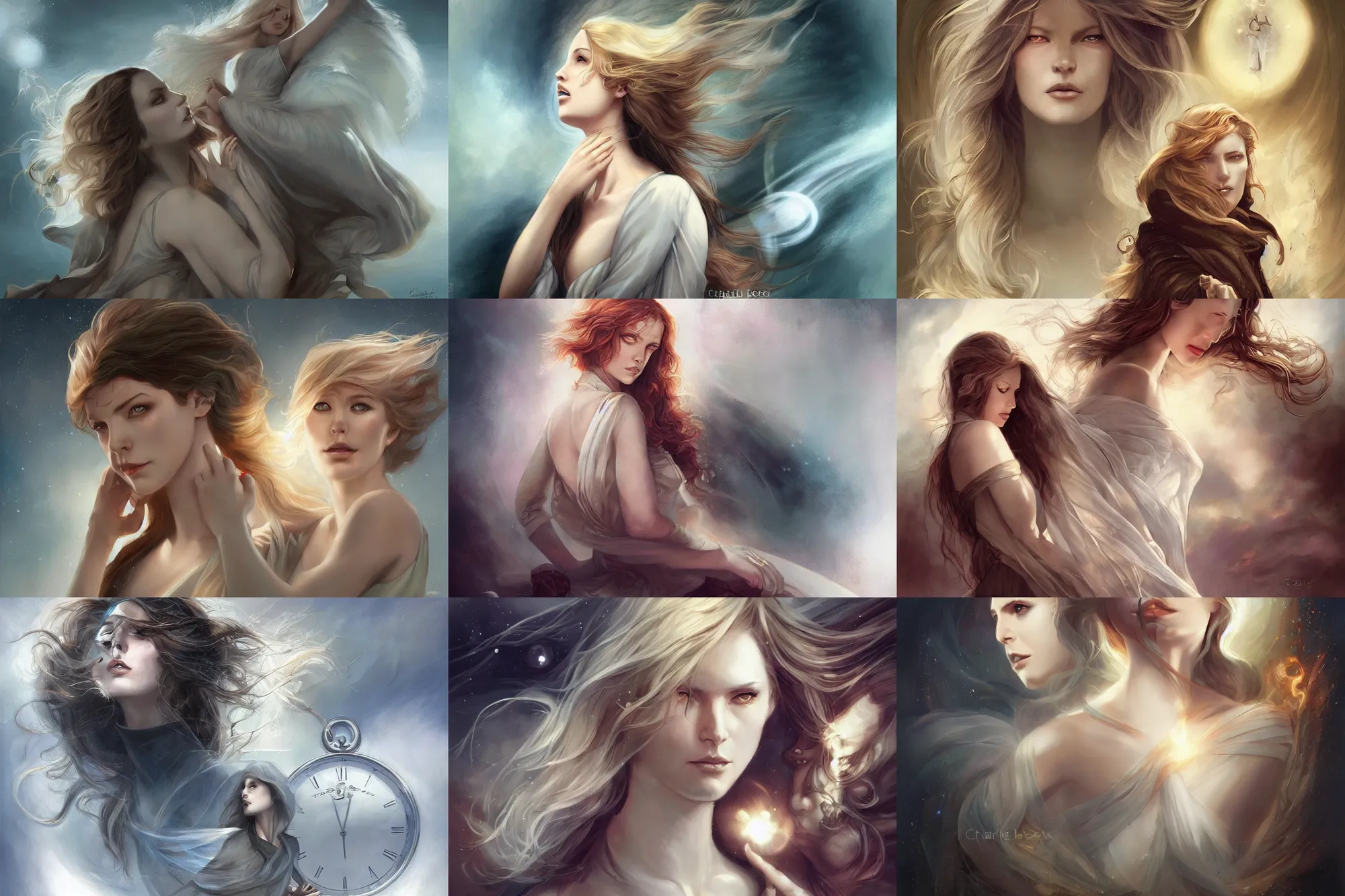 Prompt: time flies, speed of the light, hour glass, wind, coherent composition, by Charlie Bowater, by Mark Brooks